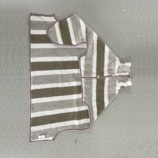 Brown Stripes Super Absorbent Pet Bathrobe with Waist Belt & Neck Snap - Full Coverage Quick-Drying Towel for Dogs & Cats (M Size)