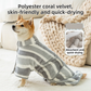 Red Stripes Super Absorbent Pet Bathrobe with Waist Belt & Neck Snap - Full Coverage Quick-Drying Towel for Dogs & Cats (XS Size)