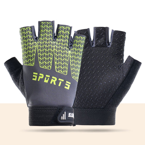 Black and Green Breathable Half-Finger Cycling Gloves for Kids - Non-Slip Silicone Grip, Ice Silk & Shock-Absorbing Sports Mitts (M Size)