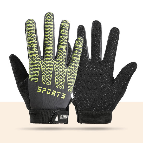 Black and Green Breathable Cycling Gloves for Kids - Non-Slip Silicone Grip, Ice Silk & Shock-Absorbing Sports Mitts (L Size)