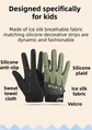 Black and Green Breathable Cycling Gloves for Kids - Non-Slip Silicone Grip, Ice Silk & Shock-Absorbing Sports Mitts (L Size)