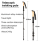 2-Pack Green Aluminum Alloy Telescopic Trekking Poles with Secure External Lock & Accessory - 3-Section Adjustable Hiking Sticks(65-135cm)