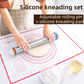 Adjustable Stainless Steel Rolling Pin + 40 x 60 CM Black Non-Stick Silicone Pastry Mat with 4 Precise Thickness Rings & Clear Measurement Markings