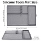 Grey Heavy-Duty Silicone Griddle Tool Mat Integrated Tool & Bottle Slots - Non-Stick BBQ Tool Draining Grease Mat and Seasoning Station