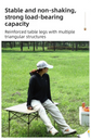 120CM Black Portable Folding Egg Roll Camping Table with Storage Bag & Mesh Net- Heavy-Duty Carbon Steel Picnic Table for 6-8 People