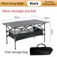 95CM Black Portable Folding Egg Roll Camping Table + 4-Pack 36CM Chairs with Storage Bag & Mesh Net- Heavy-Duty Carbon Steel Picnic Table for 4-6 People