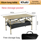 95CM Khaki Portable Folding Egg Roll Camping Table + 4-Pack 36CM Chairs with Storage Bag & Mesh Net- Heavy-Duty Carbon Steel Picnic Table for 4-6 People