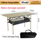 120CM Khaki Portable Folding Egg Roll Camping Table + 4-Pack 36CM Chairs with Storage Bag & Mesh Net- Heavy-Duty Carbon Steel Picnic Table for 6-8 People
