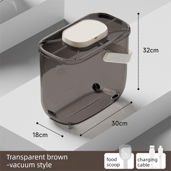 10L Smart Vacuum Pet Food Storage Container - Moisture & Insect Proof, Constant Pressure Paws-Keep-Fresh(Transparent Brown)