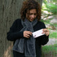 Grey Soft Faux Fur Scarf with 15x20CM Hidden Zipper Pocket - Anti-Theft Travel Scarf  for Phone, Passport and Essentials