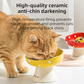 Black Elevated 15° Tilted Ceramic Cat Bowl - Anti-Chin Acne Glaze Finish, Non-Slip Weighted Base & Neck Protection Pet Feeder