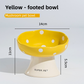 Yellow Elevated 15° Tilted Ceramic Cat Bowl - Anti-Chin Acne Glaze Finish, Non-Slip Weighted Base & Neck Protection Pet Feeder