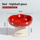 Red and Black Elevated 15° Tilted Ceramic Cat Bowl - Anti-Chin Acne Glaze Finish, Non-Slip Weighted Base & Neck Protection Pet Feeder