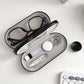 Premium Eye Care Travel Set: 2-in-1 Black Dual-Layer Leather Eyewear Case and Smart Ultrasonic Contact Lens Cleaner with Mirror & Lens Care Kit