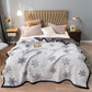 Grey Floral Fantasy 180x200CM Premium Double-Sided Print Flannel Blanket - Soft All-Season Air Conditioning Throw for Office Nap & Travel