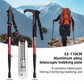 53-110 CM Red Ultralight Telescopic Aluminum Trekking Pole (4-Section T-Handle) - Professional & Compact Shock-Absorbing Trail Support