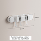 White Vacuum Suction Cup Mop & Broom Holder with 2 Roller Clips + 3 Hooks - Heavy Duty Waterproof Rack for Bathroom & Kitchen