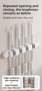 Grey Vacuum Suction Cup Mop & Broom Holder with 3 Roller Clips + 4 Hooks - Heavy Duty Waterproof Rack for Bathroom & Kitchen