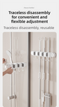 White Vacuum Suction Cup Mop & Broom Storage Rack Combination(3-Size: 2 Clips + 3 Clips + 4 Clips) - Heavy Duty Waterproof Rack for Bathroom & Kitchen