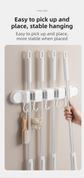 White Vacuum Suction Cup Mop & Broom Storage Rack Combination(3-Size: 2 Clips + 3 Clips + 4 Clips) - Heavy Duty Waterproof Rack for Bathroom & Kitchen