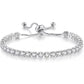 Silver High-Sparkle Cubic Zirconia Single Row Iced-Out Tennis Bracelet (5.7" to 11.3") - Minimalist Geometric Dainty Jewelry