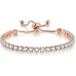 Rose Gold High-Sparkle Cubic Zirconia Single Row Iced-Out Tennis Bracelet (5.7" to 11.3") - Minimalist Geometric Dainty Jewelry