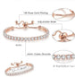 Rose Gold High-Sparkle Cubic Zirconia Double Row Iced-Out Tennis Bracelet (5.7" to 11.3") - Minimalist Geometric Dainty Jewelry