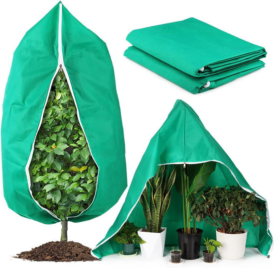 4-Pack Winter Plant Cold Protection Covers with Zipper & Drawstring - Thickened Frost Thermal Blankets and UV Resistant Shrub Jackets (120 x 180 CM)