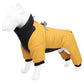 XL Size Yellow Winter Waterproof Dog 4 Leg Jumpsuit for Full Body Warmth - Reflective Windproof Pet Puffer Coat with Integrated Harness