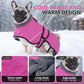M Size Dark Blue Winter Waterproof Dog Puffer Vest with Adjustable Neckline / Belt and Leash Access - Reflective Long-Pile Fleece Lined Warm Cloak