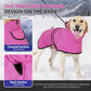 3XL Size Dark Blue Winter Waterproof Dog Puffer Vest with Adjustable Neckline / Belt and Leash Access - Reflective Long-Pile Fleece Lined Warm Cloak
