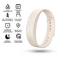 Beige Silent Vibration Alarm Smart Silicone Wristband with 3-Alarm Settings - Discreet Wake-Up Device for Teens & Adults (Vertical version)