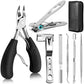7-Piece Professional Ingrown Toenail Tool Kit - Stainless Steel Precision Pedicure Set with Black Eagle-Nose Clippers & Leather Storage Case