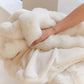 White Luxury Tuscany Fleece Rabbit Fur Bubble Blanket - Double-Sided Thickened Soft Plush Extra Large Bedding Set(200x230 CM Large Blanket + 2 Pack 45x45 CM Cushion Cover)