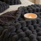 2-Pack Black Grey Luxury Tuscany Fleece Rabbit Fur Bubble Blanket (45 x 45 CM) - Double-Sided Thickened Soft Plush Bedding & Cushion Cover