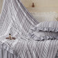 White Elegant Ruffle Seersucker Duvet Cover with 2PCS Pillow Shams - 3-Piece Vertical Stripe Clipped Floral Textured Bedding (Queen Size 229 x 229 CM)