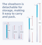 Portable Complete Independent Living Mobility Kit - No-Bend Three Finger Sock Aid & White Extendable 3-in-1 Dressing Hook with Shoe Horn