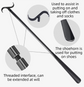 Portable Complete Independent Living Mobility Kit - No-Bend Three Finger Sock Aid & Blue Extendable 3-in-1 Dressing Hook with Shoe Horn