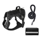 3-Piece Black Tactical Dog Harness Set (M Size) - Heavy Duty No-Pull Vest with Detachable Tactical Pouch & Climbing Rope Leash