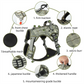 3-Piece Black Tactical Dog Harness Set (M Size) - Heavy Duty No-Pull Vest with Detachable Tactical Pouch & Climbing Rope Leash