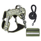 3-Piece Camouflage Tactical Dog Harness Set (L Size) - Heavy Duty No-Pull Vest with Detachable Tactical Pouch & Climbing Rope Leash