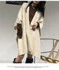 Beige Premium Knitted Wool Blend Poncho - Elegant Thickened Drape Shawl & Cape Cardigan Coat