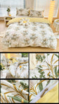 4-Piece Elegant Yellow Bouquet Printed Soft-Touch Brushed Bedding Set for 1.8M Bed: 200 x 230 CM Duvet Cover, 180 x 200 (+25) CM Deep Pocket Fitted Sheet & 2PC 50 x 75 CM Pillowcases