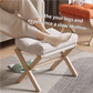 Orange Foldable Ottoman & Padded Footstool with Velcro Stability & Spare Cusion - Cotton Linen Portable Office Leg Rest & Entryway Shoe Stool