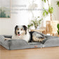 Beige Waterproof Egg-Crate Foam Therapeutic Pet Sofa Bed and Fleece Lounge (XL Size 110 x 82 x 17 CM) - Low Entry, High Bolster Support & Zipper Removable Cover
