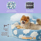 76x60x20 CM Cute Square Plush Pet Bed with Removable Cover & 5 Bolsters Support - Green Daisies Machine Washable Calming Dog & Cat Sofa