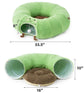 Green Cute Foldable Cat Tunnel Bed with Dual-Zipper Detachable & Connectable Design - 2-in-1 Versatile Circular Doughnut Nest & S-Curve Play Center, Easy Fold-Away Storage (85x85x26CM)