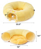 Yellow Cute Foldable Cat Tunnel Bed with Dual-Zipper Detachable & Connectable Design - 2-in-1 Versatile Circular Doughnut Nest & S-Curve Play Center, Easy Fold-Away Storage (85x85x26CM)
