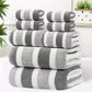 8-Piece Grey Luxury Coral Fleece Towel & Bath Sheet Set - Ultra-Soft High-Density Absorbent Towels Complete Bundle