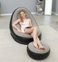 Blue Inflatable Flocked Lounge Chair & Ottoman Set with Foot Pump - Portable Ergonomic S-shaped Air Lounger for Indoor & Outdoor